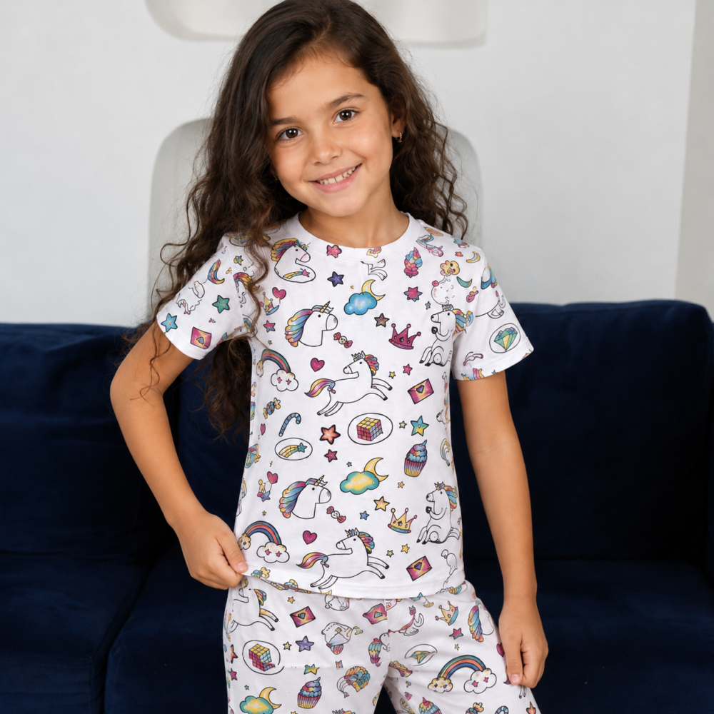 sourire joyeux et pyjama coloré