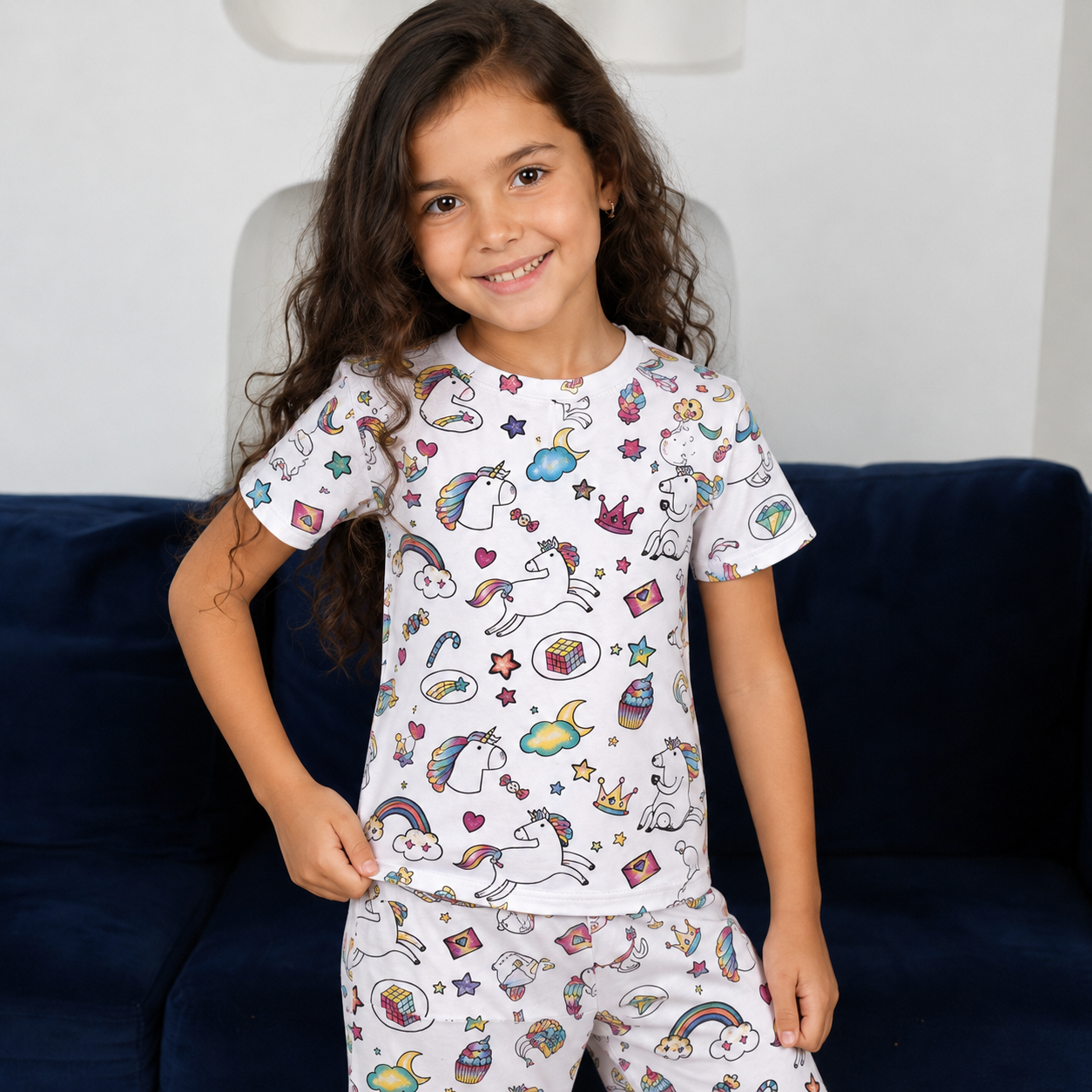 sourire joyeux et pyjama coloré sourire joyeux et pyjama coloré